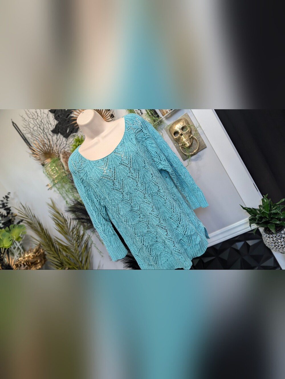 St.John's Bay Blue Shell Sweater LG